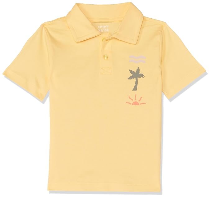 Carter's Toddler Boy Cotton Polo T-Shirt with Beach Logo and Back Print - Image 2
